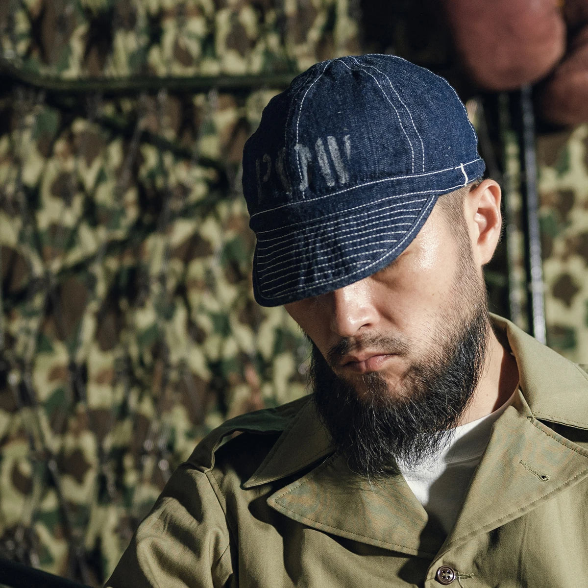 Striped Denim Baseball Cap