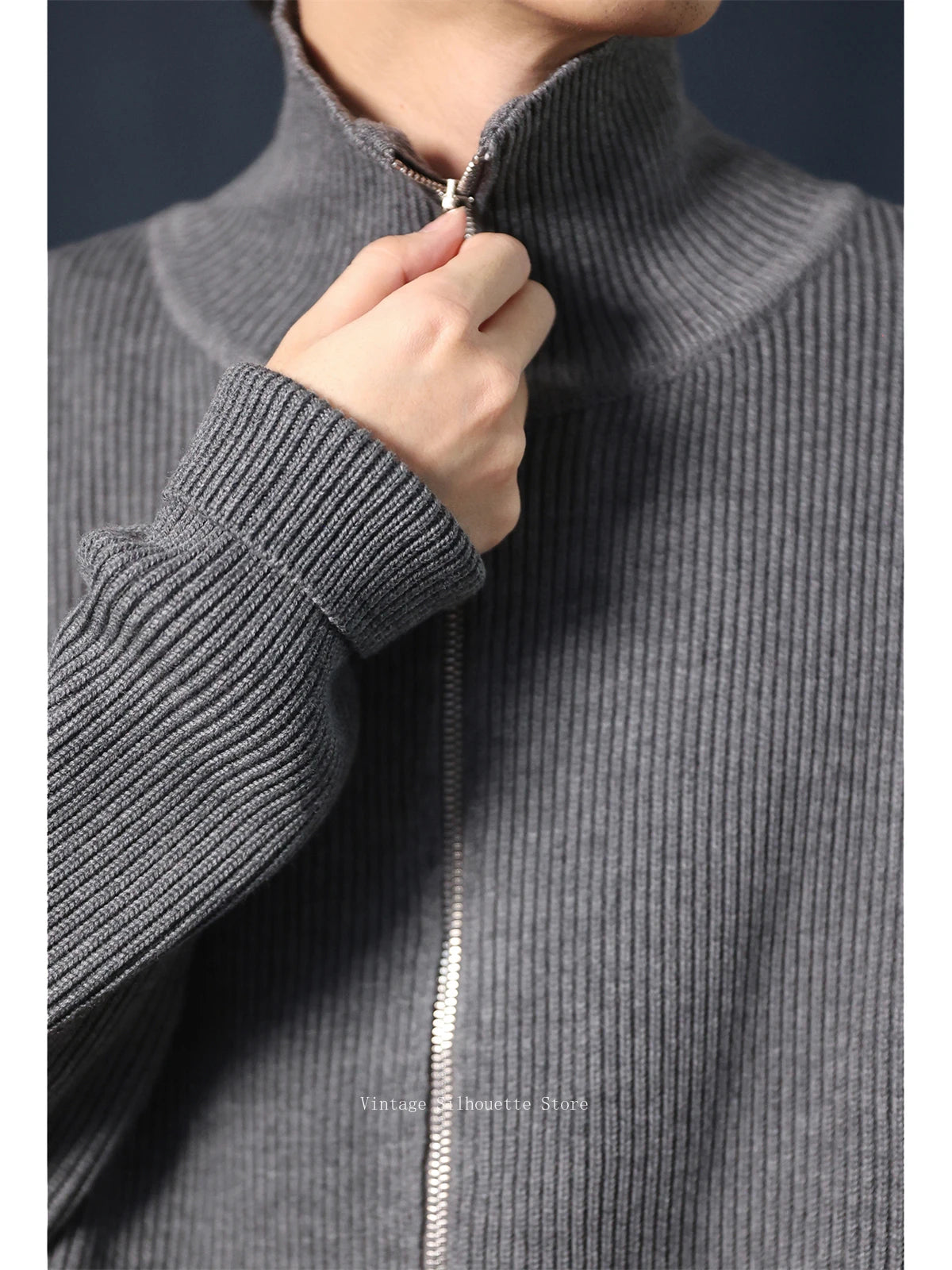 Zip Wool Blend Cardigan