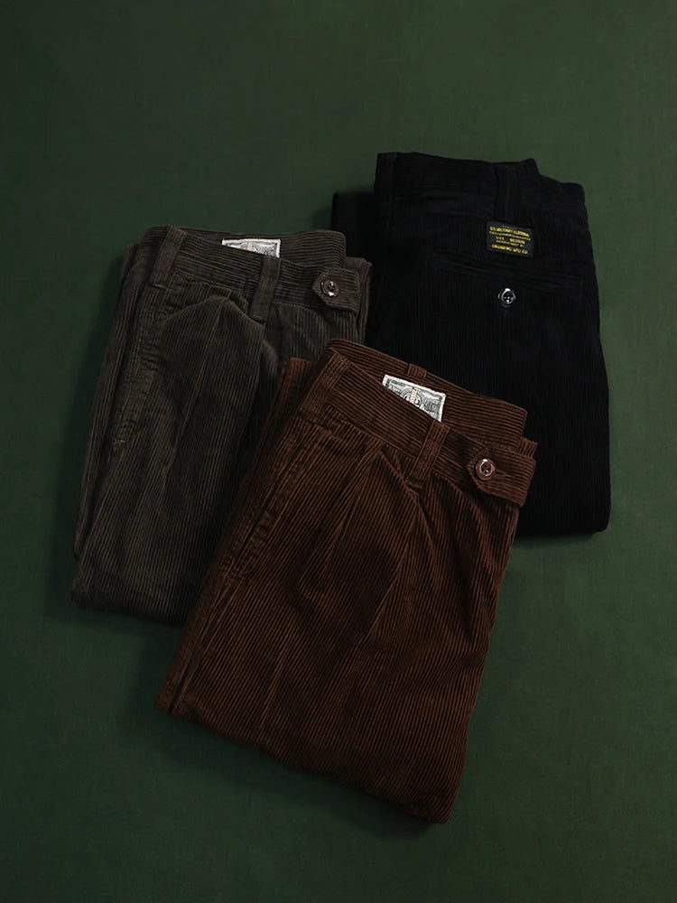 Corduroy Double Pleat Trousers