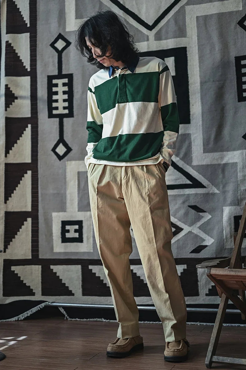 Striped Button Down Polo Shirt