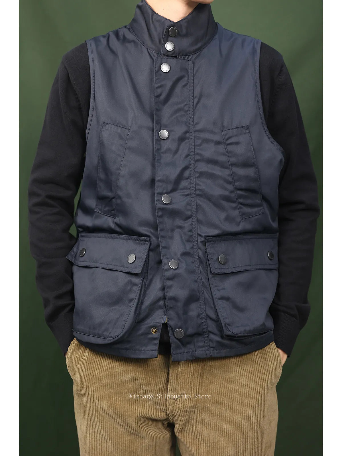 Waxed Stand Collar Utility Vest