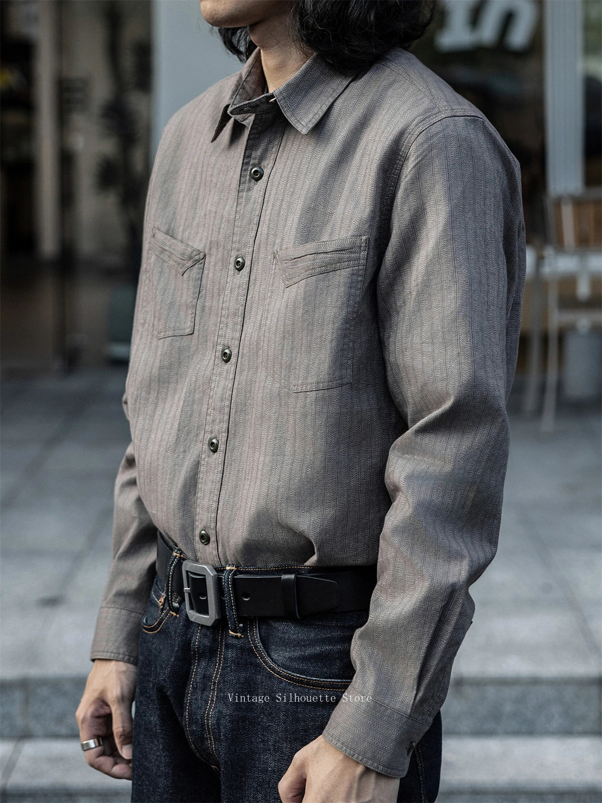 Salt Pepper Stripe Work Shirt