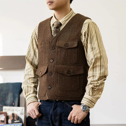 Tweed Multi Pocket Work Vest
