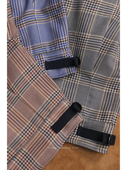 Plaid Cropped Wool Work Jacket