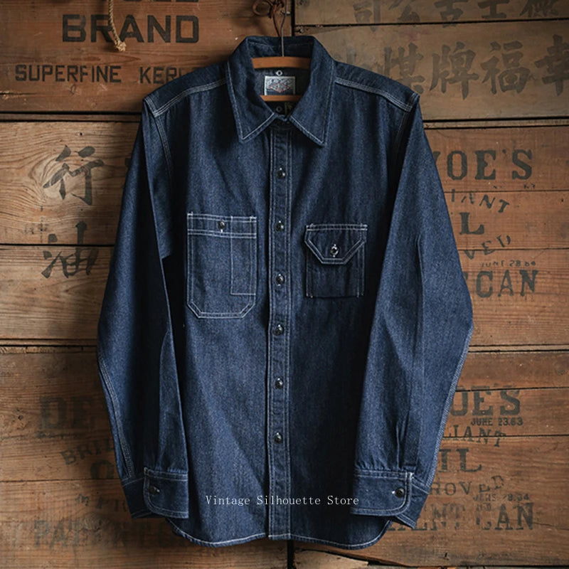 Foldover Cuff Denim Work Shirt