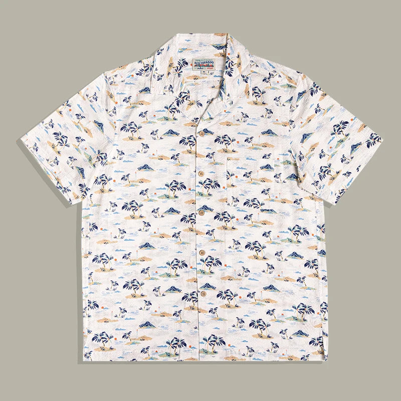 Seersucker Aloha Cuban Shirt