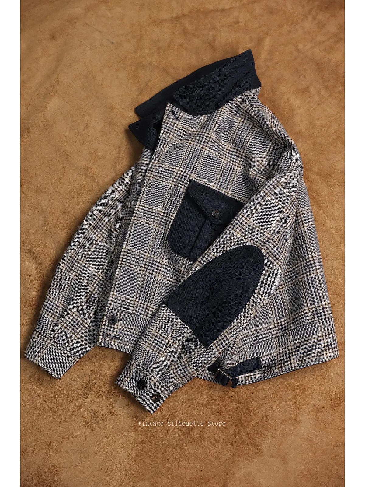 Plaid Cropped Wool Work Jacket