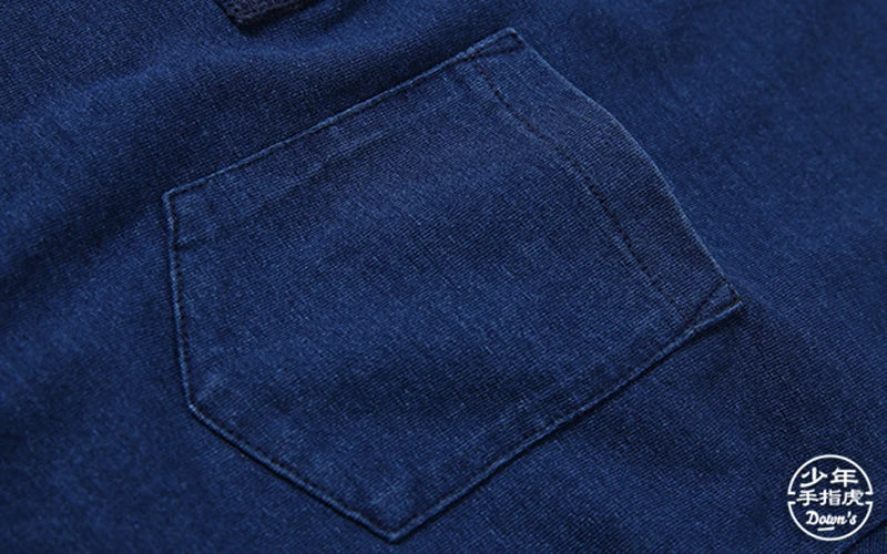 Indigo Dyed Henley Tee