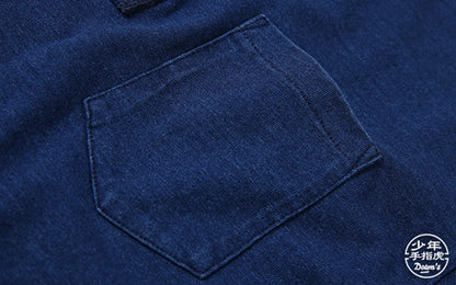 Indigo Dyed Henley Tee