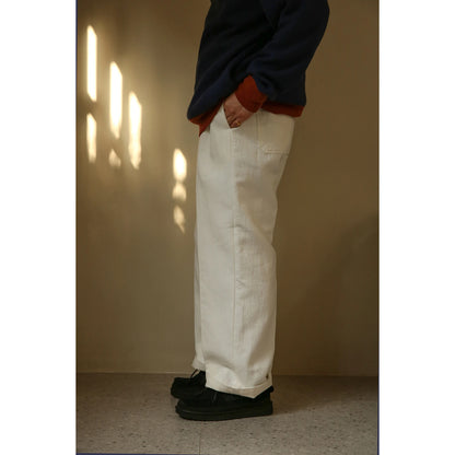White Linen Pleated Trousers