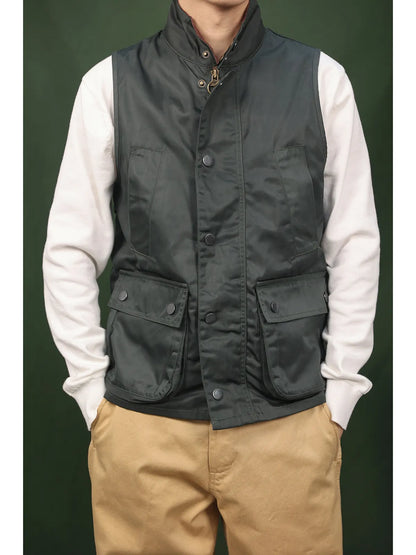 Waxed Stand Collar Utility Vest