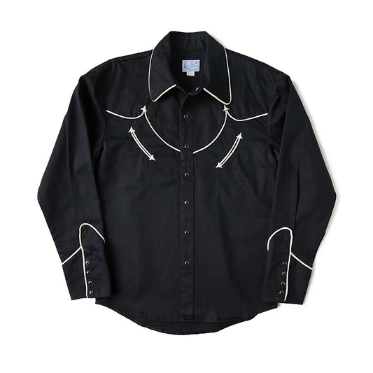 Black Embroidered Western Shirt
