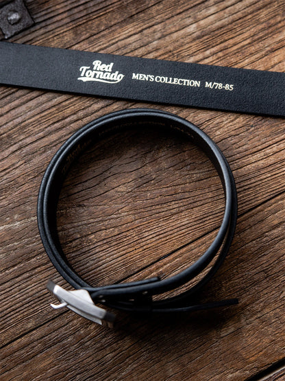 Black Leather Stainless Buckle Belt