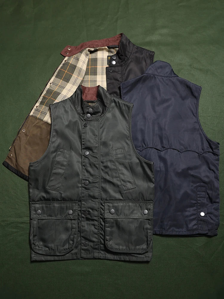 Waxed Stand Collar Utility Vest