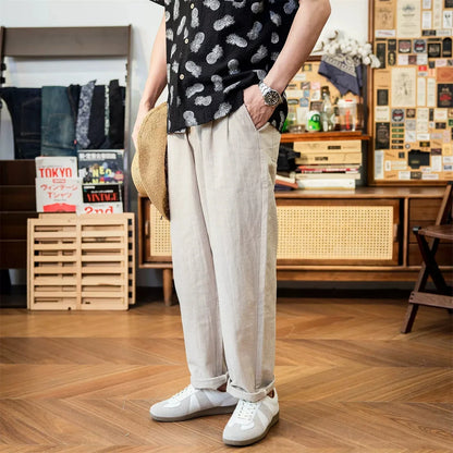 Linen Pleated Casual Trousers