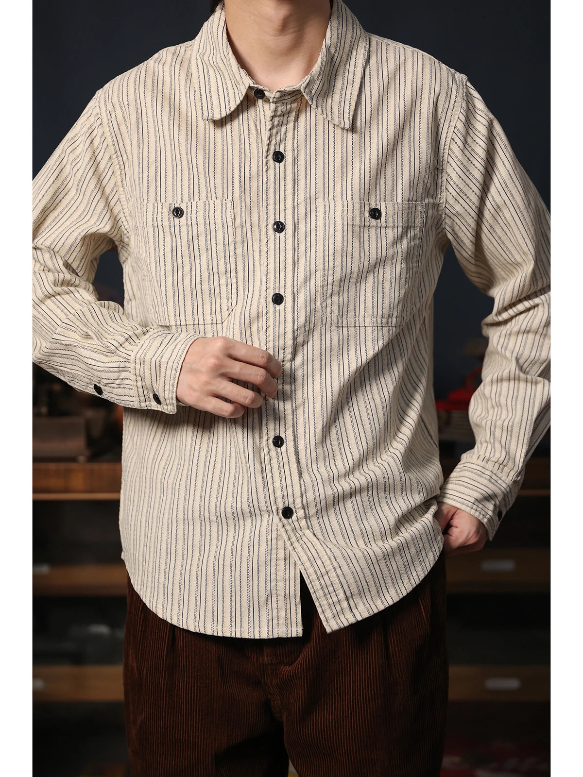 Striped Cotton Work Shirt