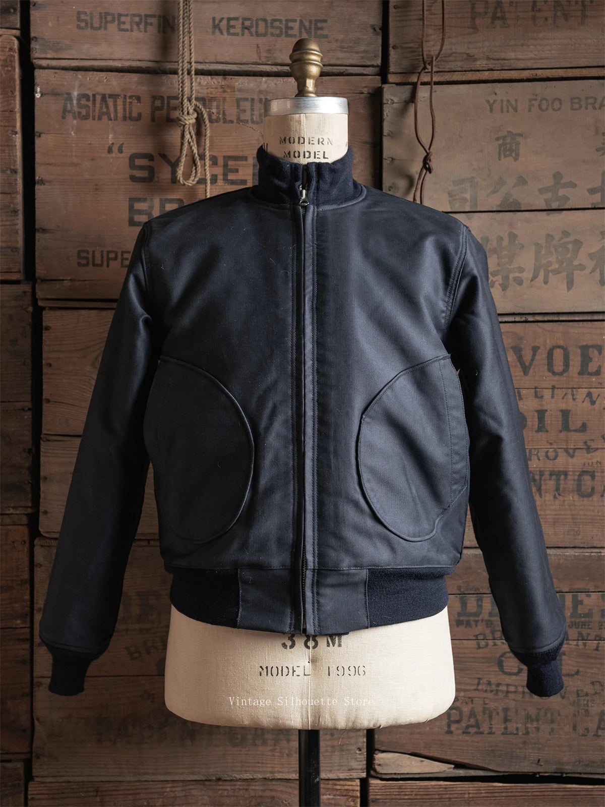 Navy Wool Lined Deck Jacket