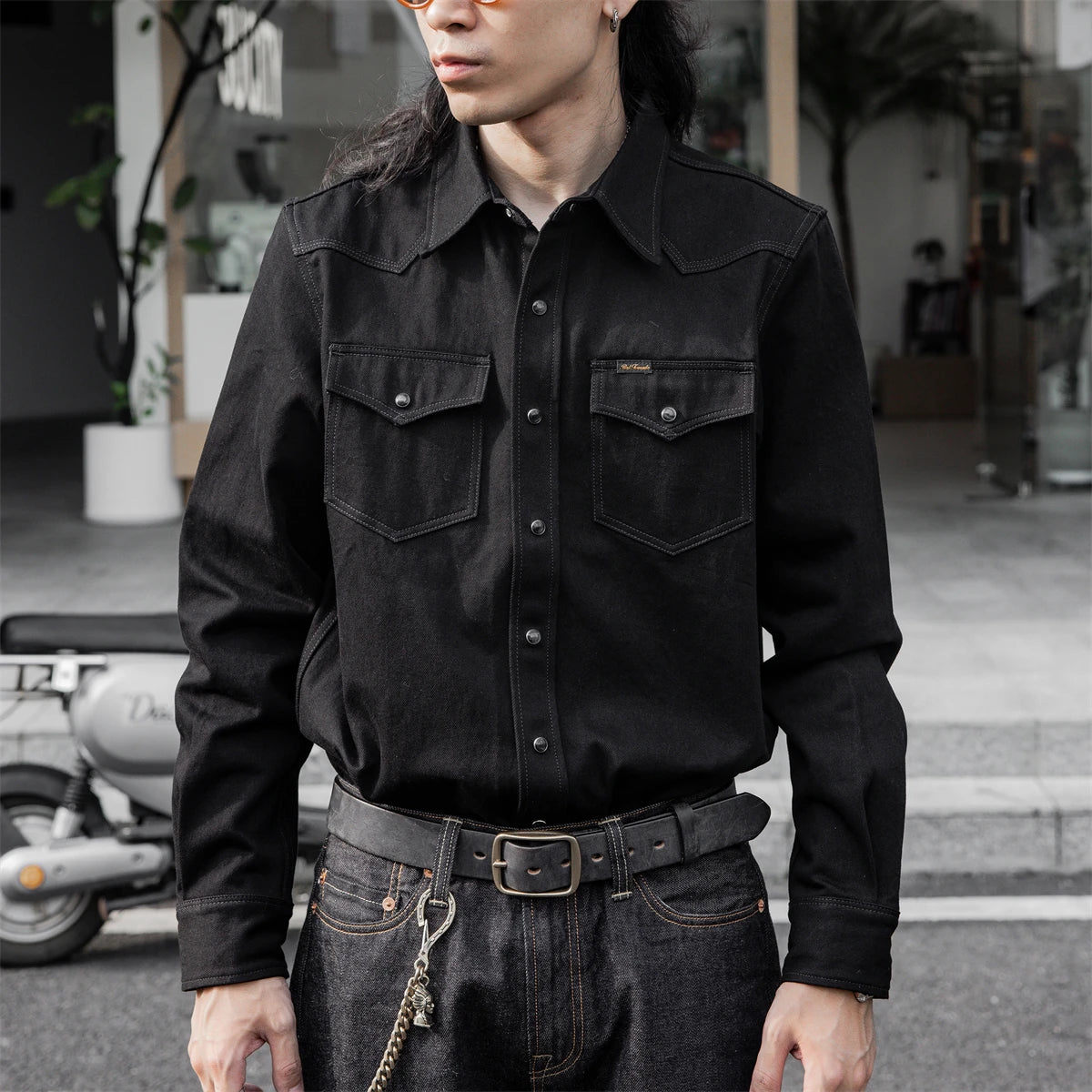 Black Denim Western Shirt