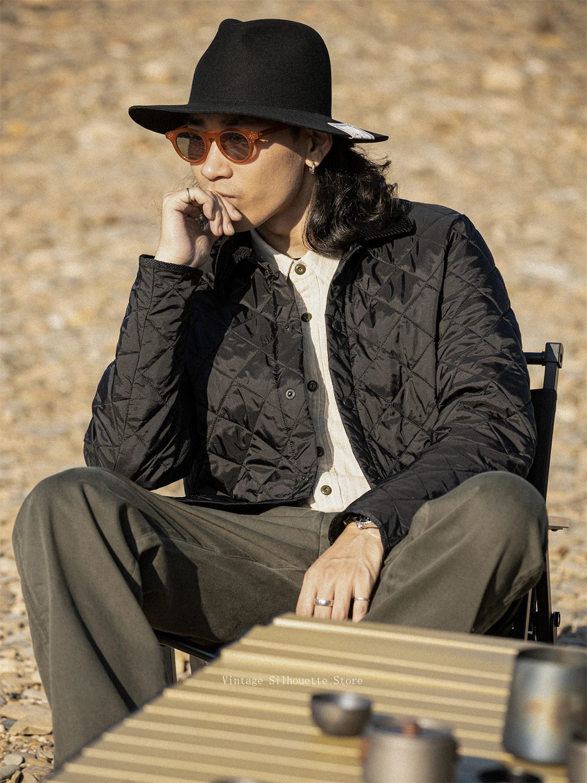 Corduroy Collar Quilted Jacket