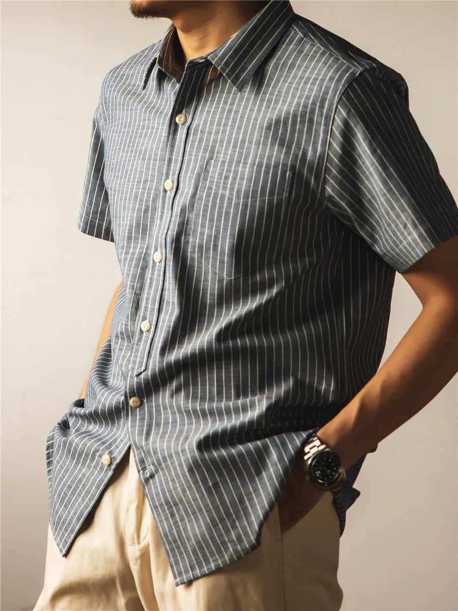 Blue Vertical Stripe Shirt