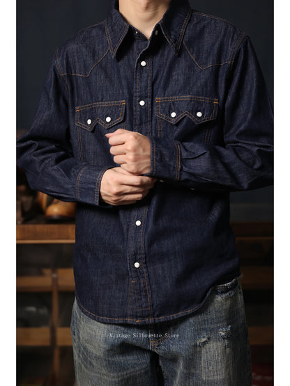 Slub Denim Western Shirt