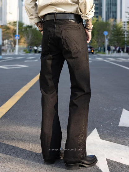 Black Embroidered Bootcut Jeans