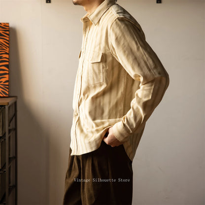 Beige Corduroy Stripe Shirt