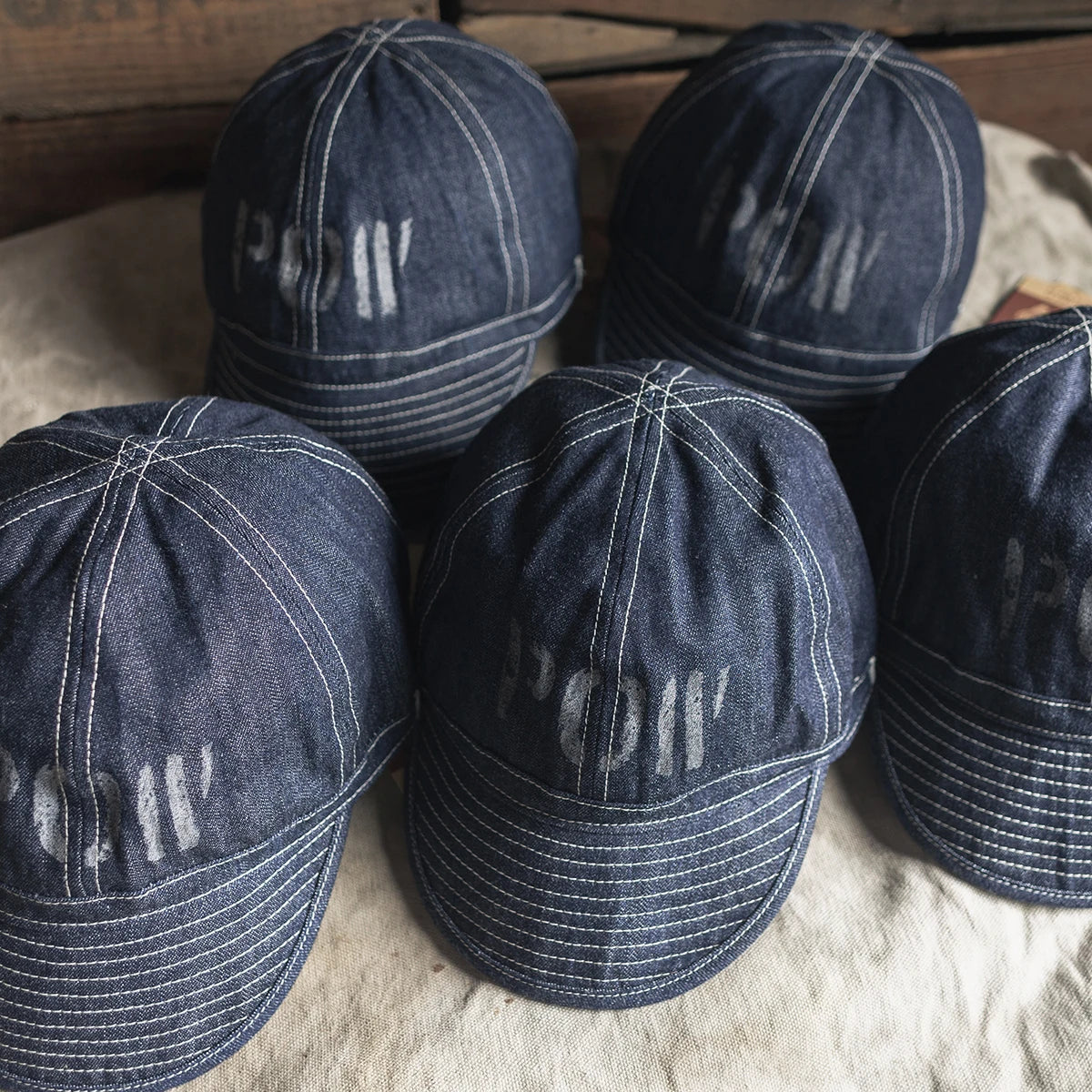 Striped Denim Baseball Cap