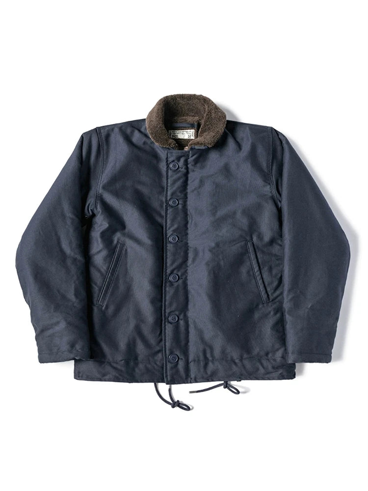 Blue Wool Lined Deck Jacket