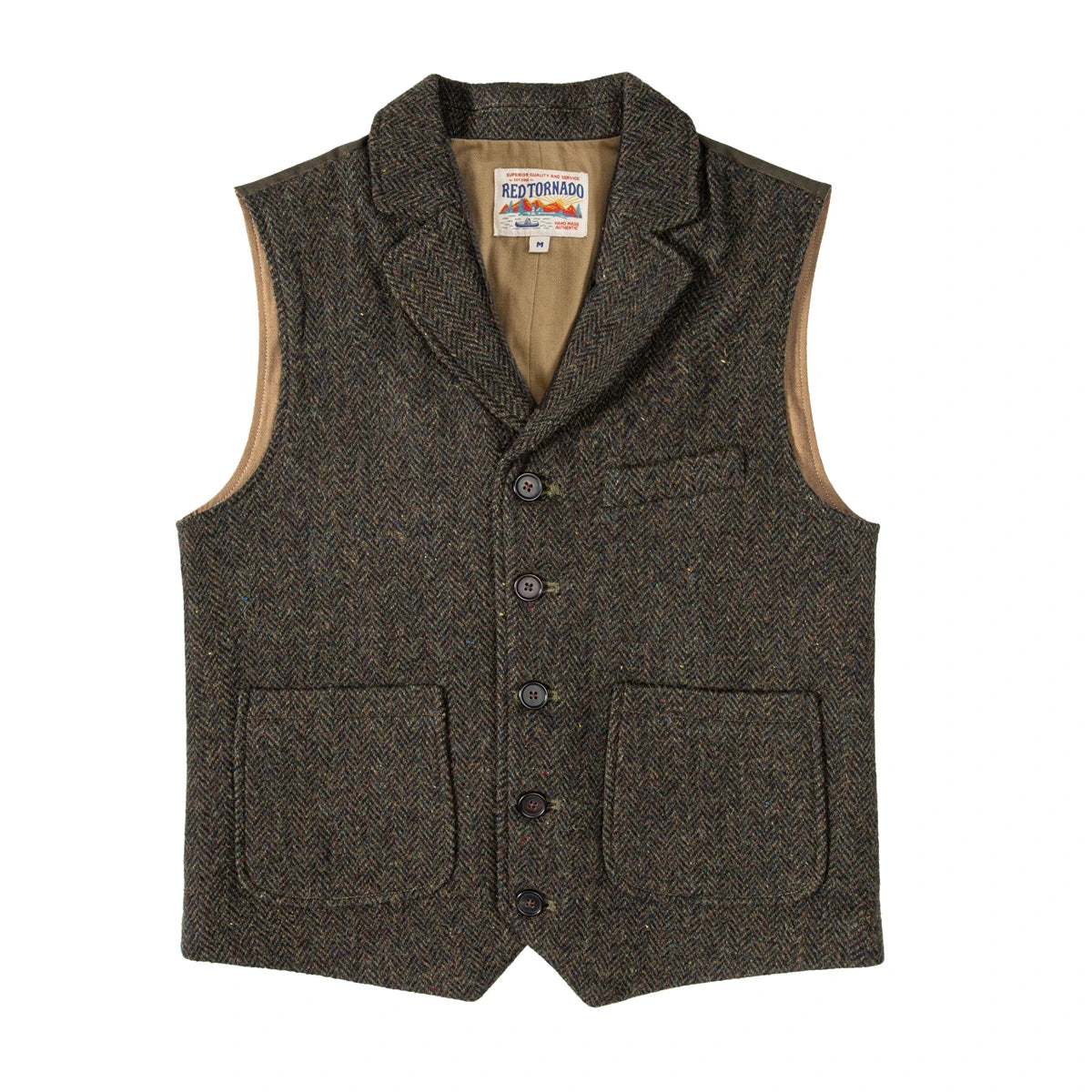 Herringbone Tweed Lapel Vest