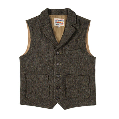 Herringbone Tweed Lapel Vest