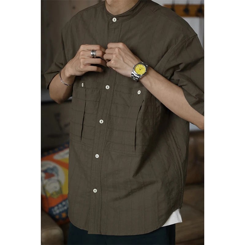 Band Collar Work Shirt