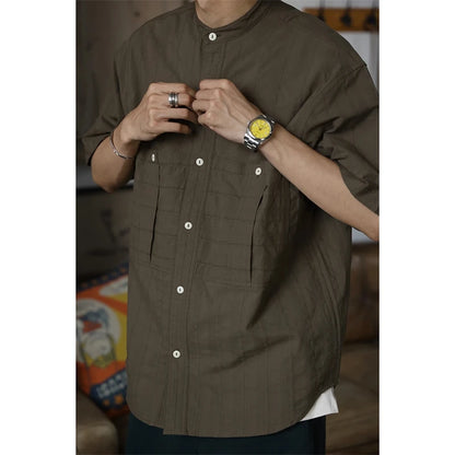 Band Collar Work Shirt
