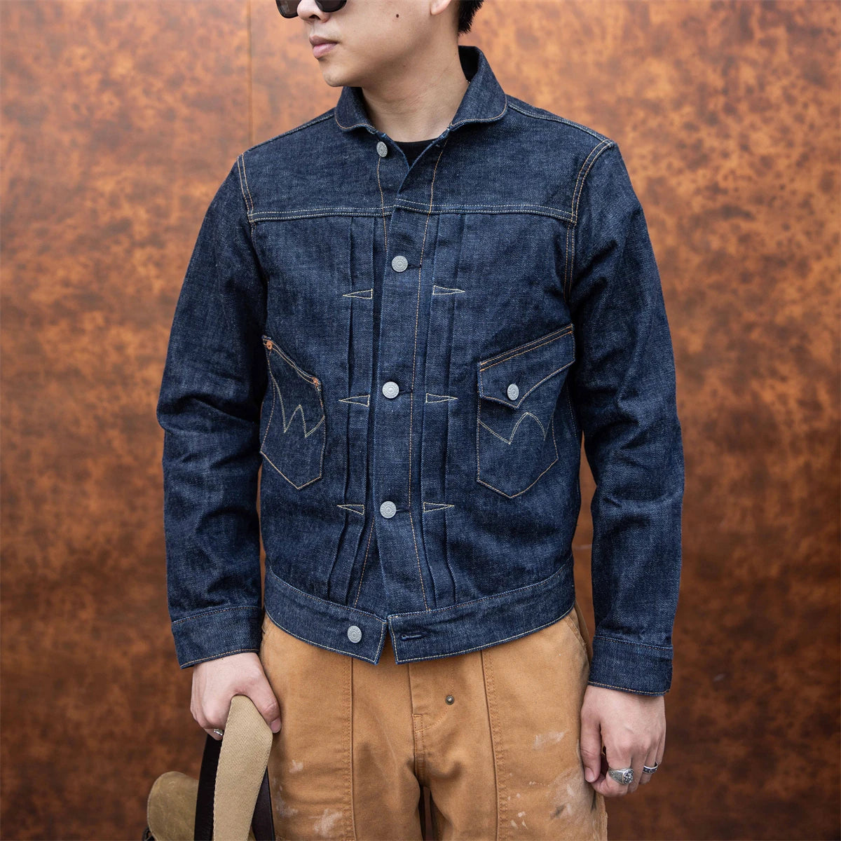 Acid Wash Shawl Collar Jacket