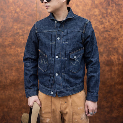 Acid Wash Shawl Collar Jacket