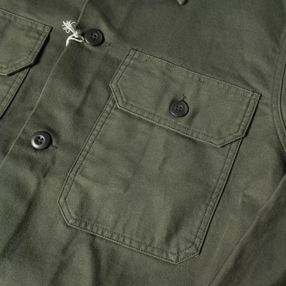 Olive Sateen Fatigue Shirt
