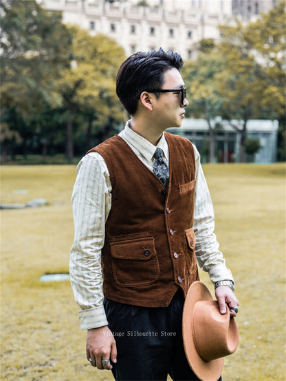 Corduroy V Neck Vest
