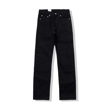 Black Slim Straight Selvedge Jeans