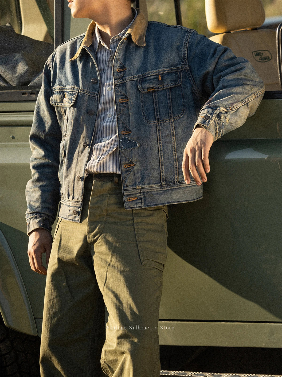 Blanket Lined Distressed Denim Jacket