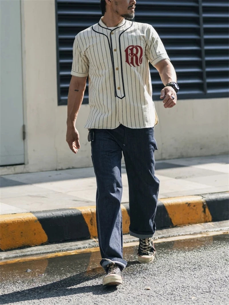Striped Baseball Jersey Shirt