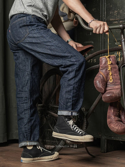 Indigo Cropped Straight Selvedge Jeans