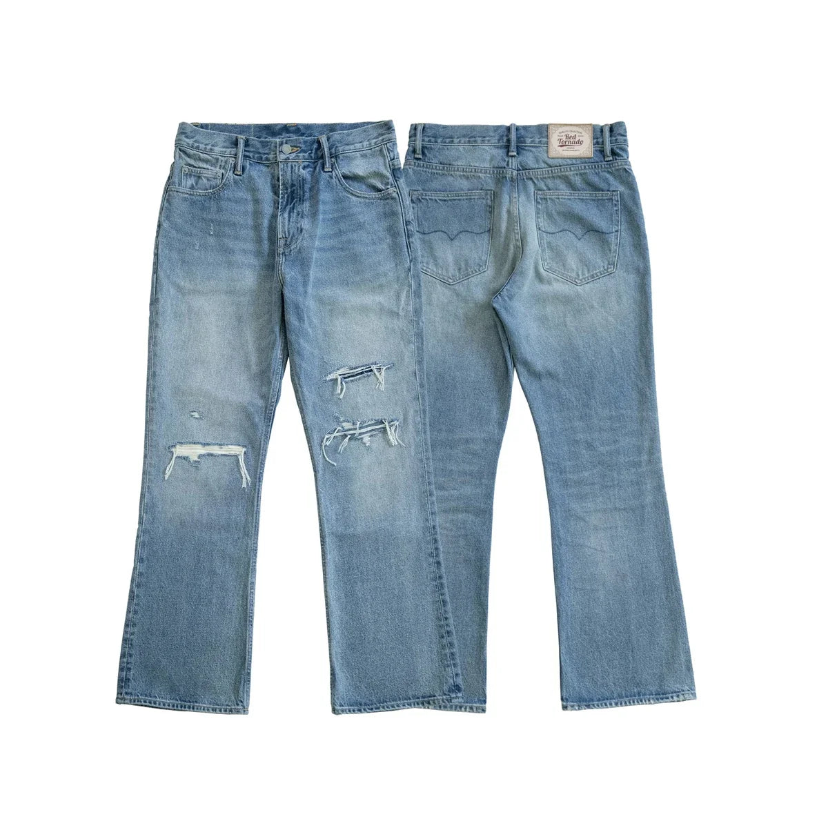 Light Wash Ripped Bootcut Jeans