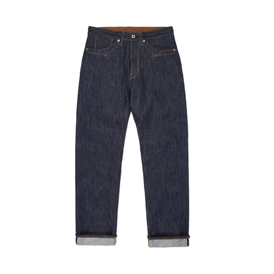 Buckle Back Raw Denim Jeans