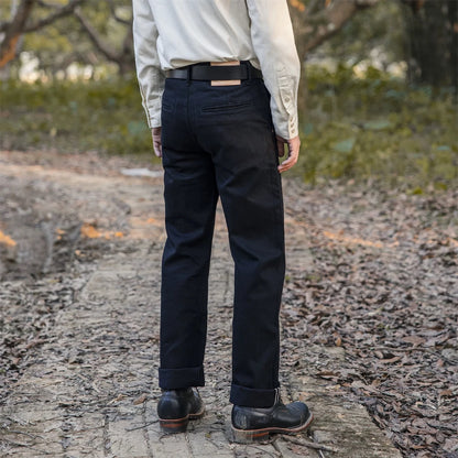 Black Relaxed Selvedge Officer Trousers