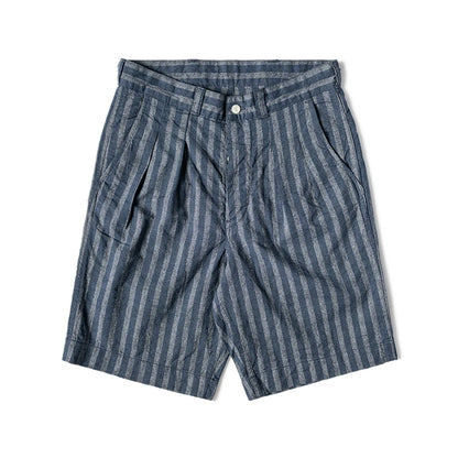 Striped Chambray Pleated Shorts