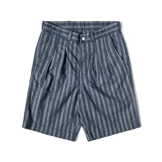 Striped Chambray Pleated Shorts