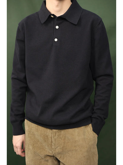 Cotton Long Sleeve Knit Polo