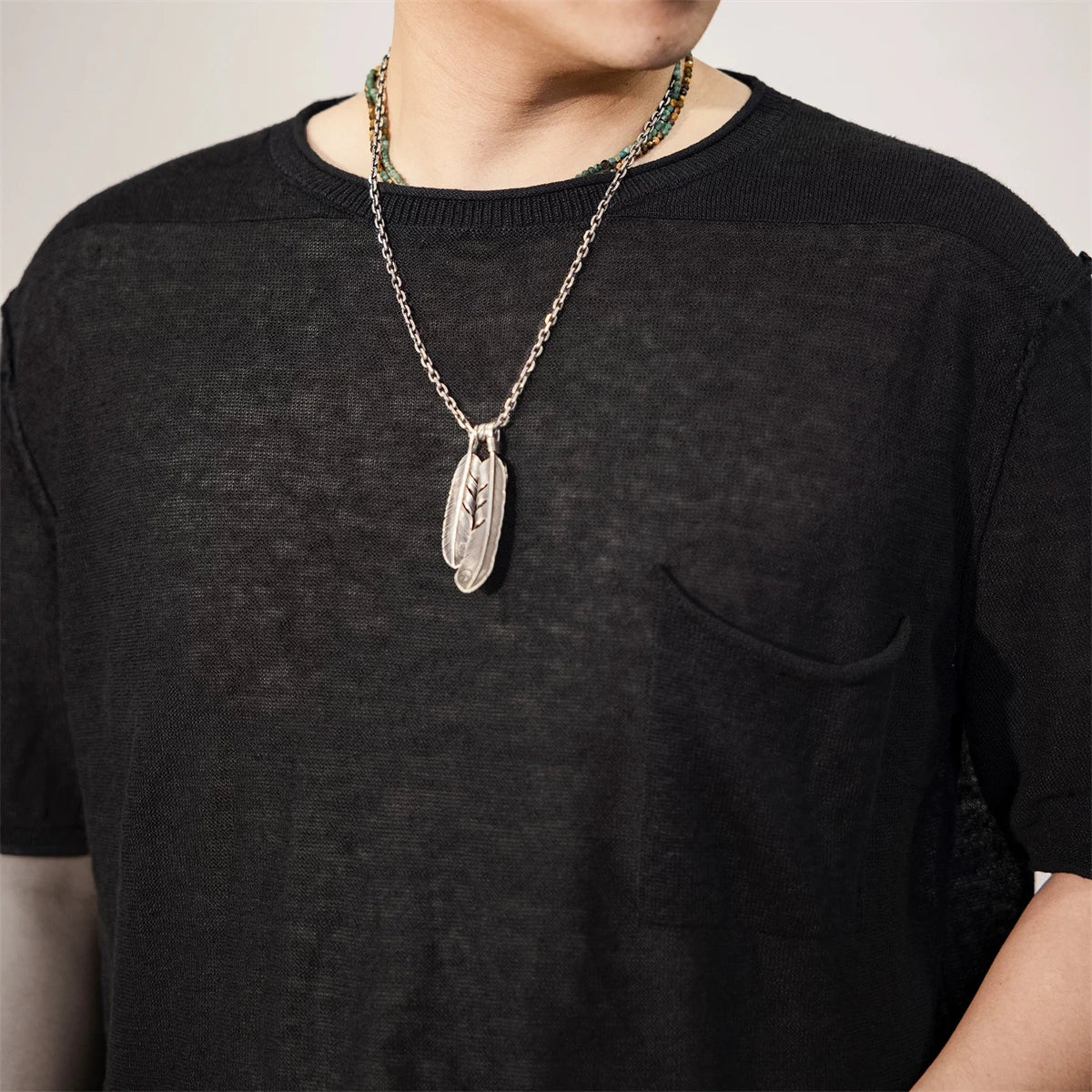 Black Linen Pocket Tee