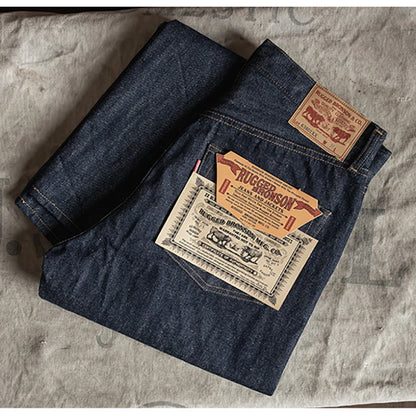 Indigo Cropped Straight Selvedge Jeans