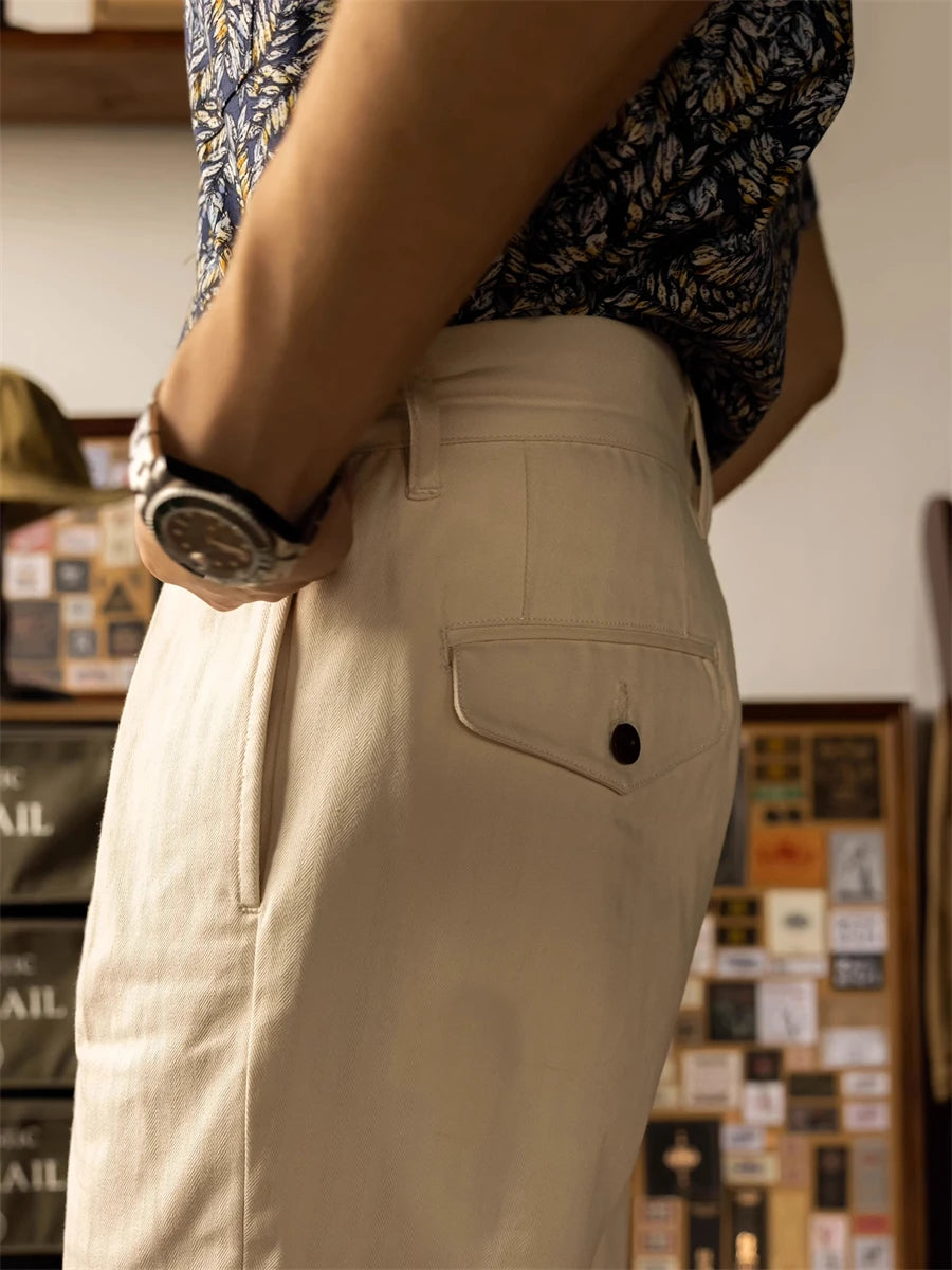 High Rise Pleated Officer Trousers